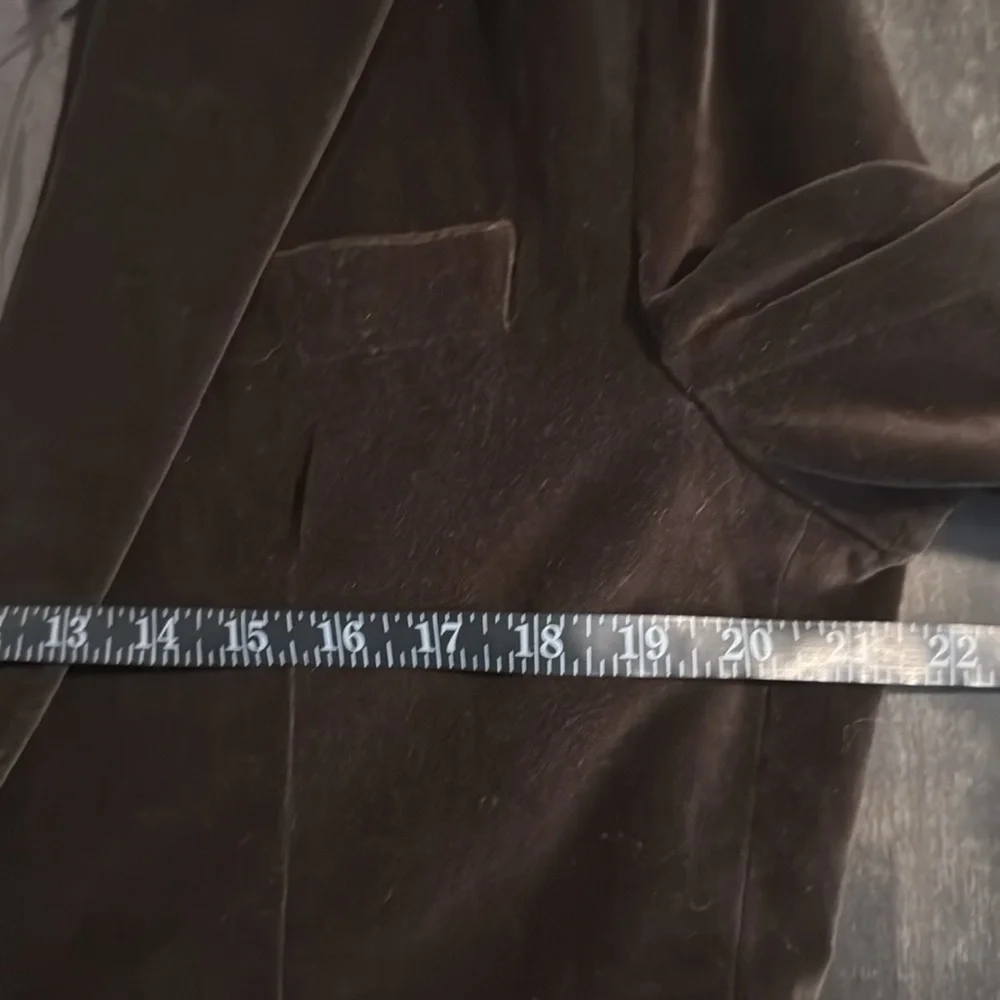 Machine Chocolate Brown Two Button Velvet Blazer Size Large